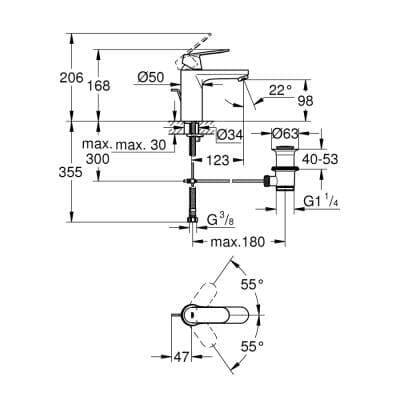 Eurocosmo Tek kumandalı lavabo bataryası M-Boyut - 2